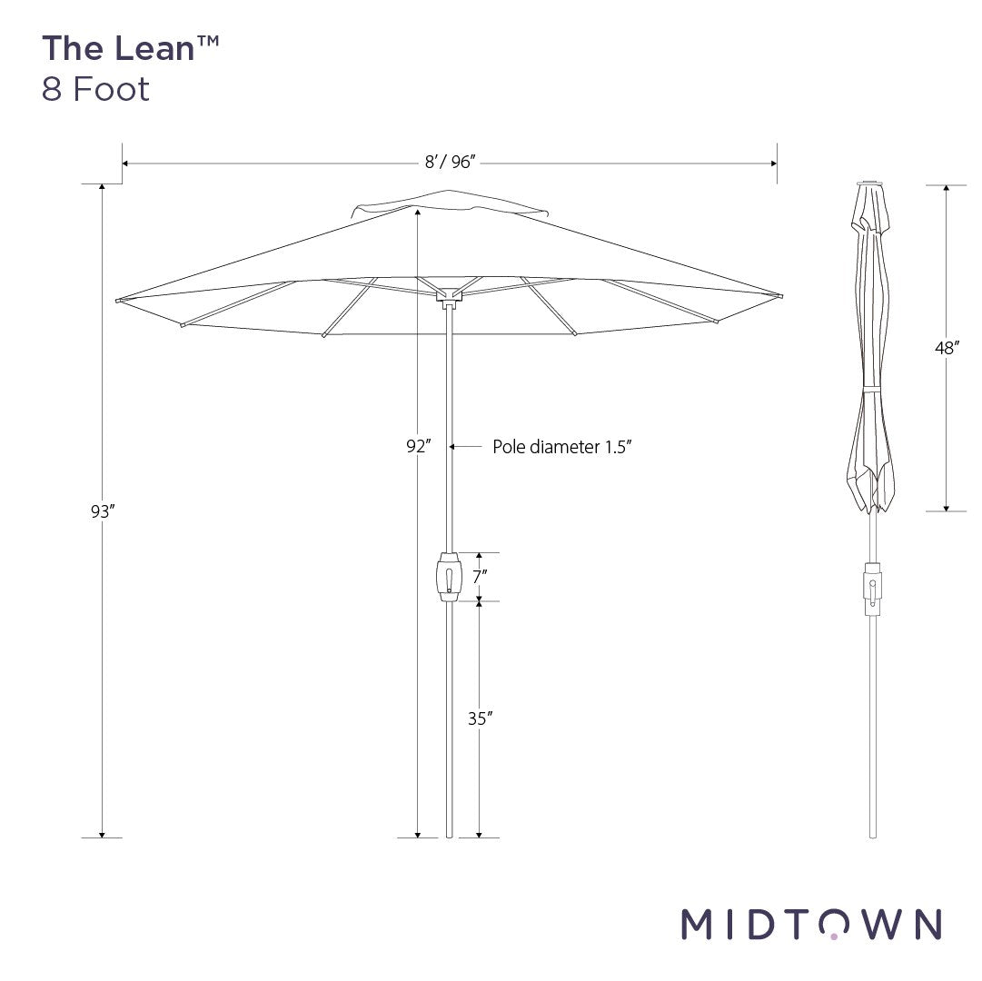 The Lean: Sunbrella Tilt Patio Umbrella: Economical - Dark Blue