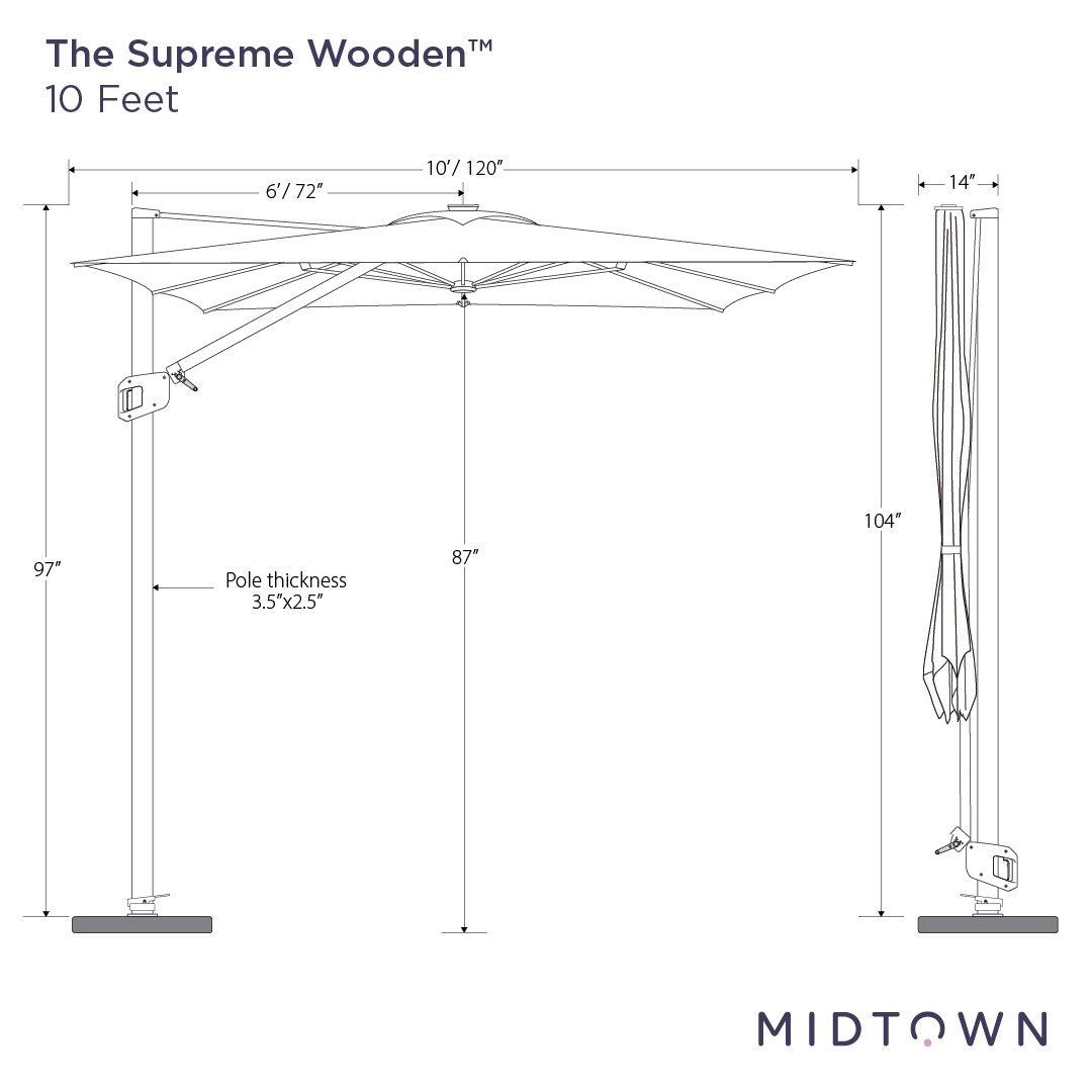 The Supreme Wooden Offset Cantilever Umbrella: Feature-Packed